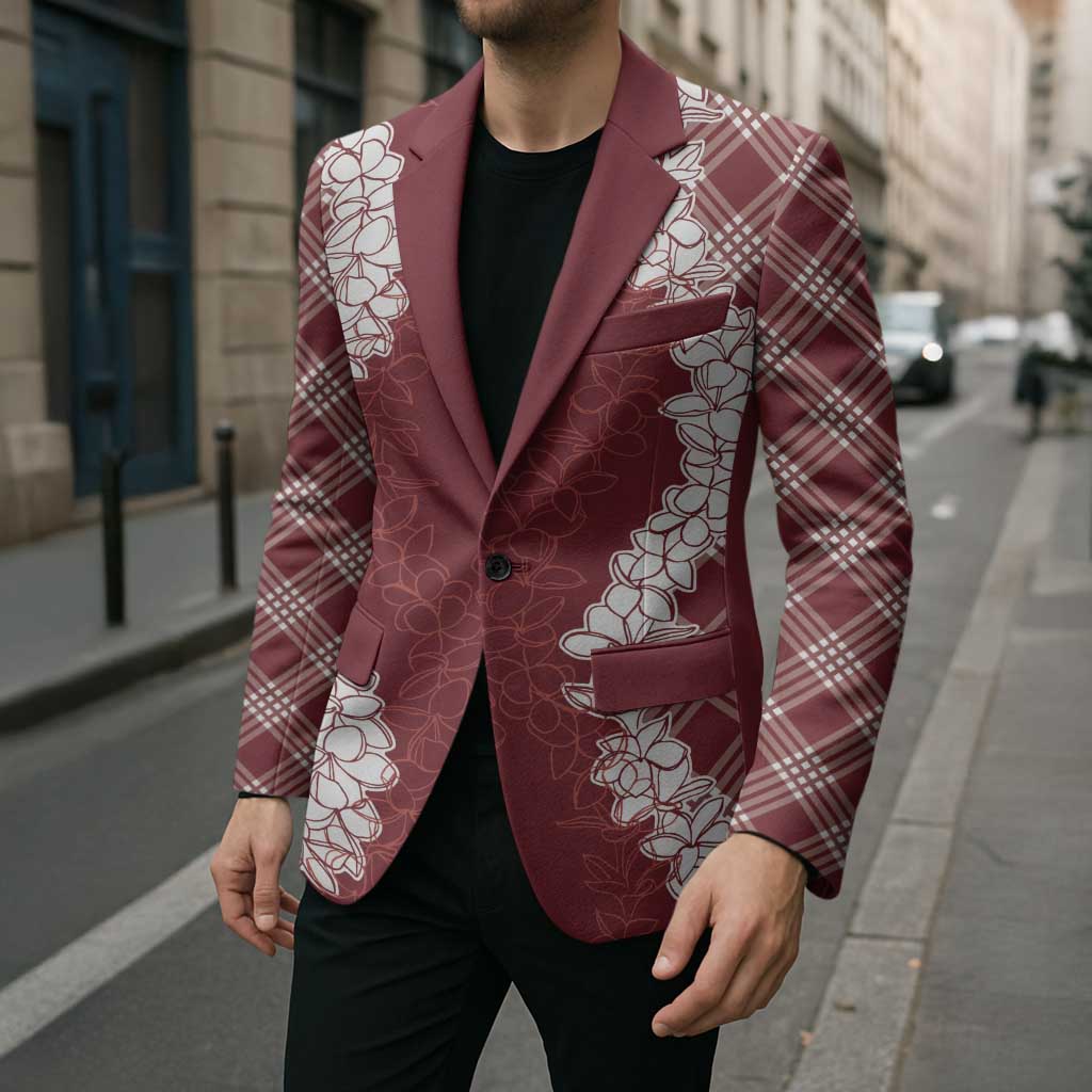 Hawaii Aloha Plumeria Lei Scarlet Palaka Blazer - Polynesian Pride