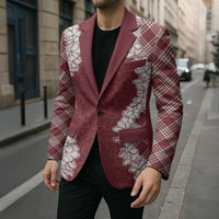 Hawaii Aloha Plumeria Lei Scarlet Palaka Blazer - Polynesian Pride