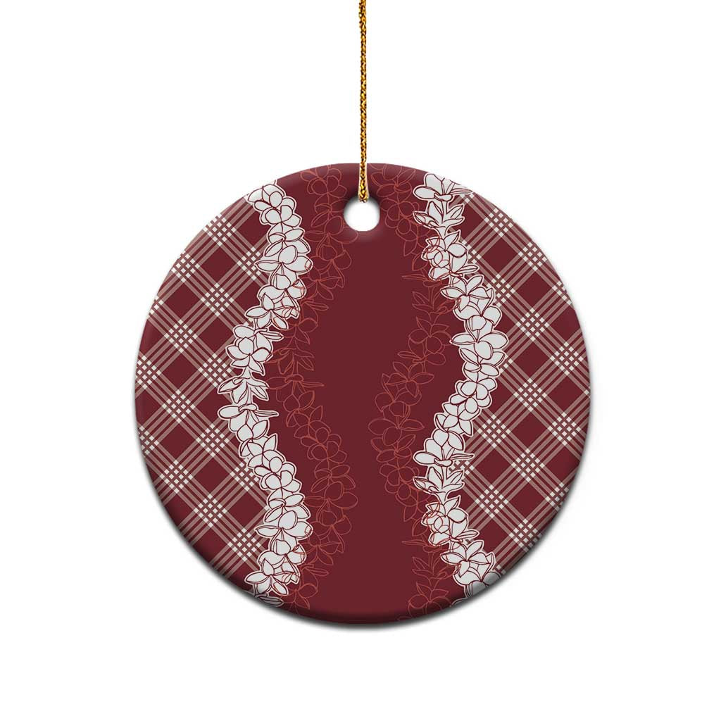 Hawaii Aloha Plumeria Lei Scarlet Palaka Ceramic Ornament - Polynesian Pride