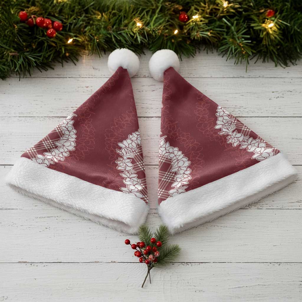 Hawaii Aloha Plumeria Lei Scarlet Palaka Christmas Santa Hat - Polynesian Pride