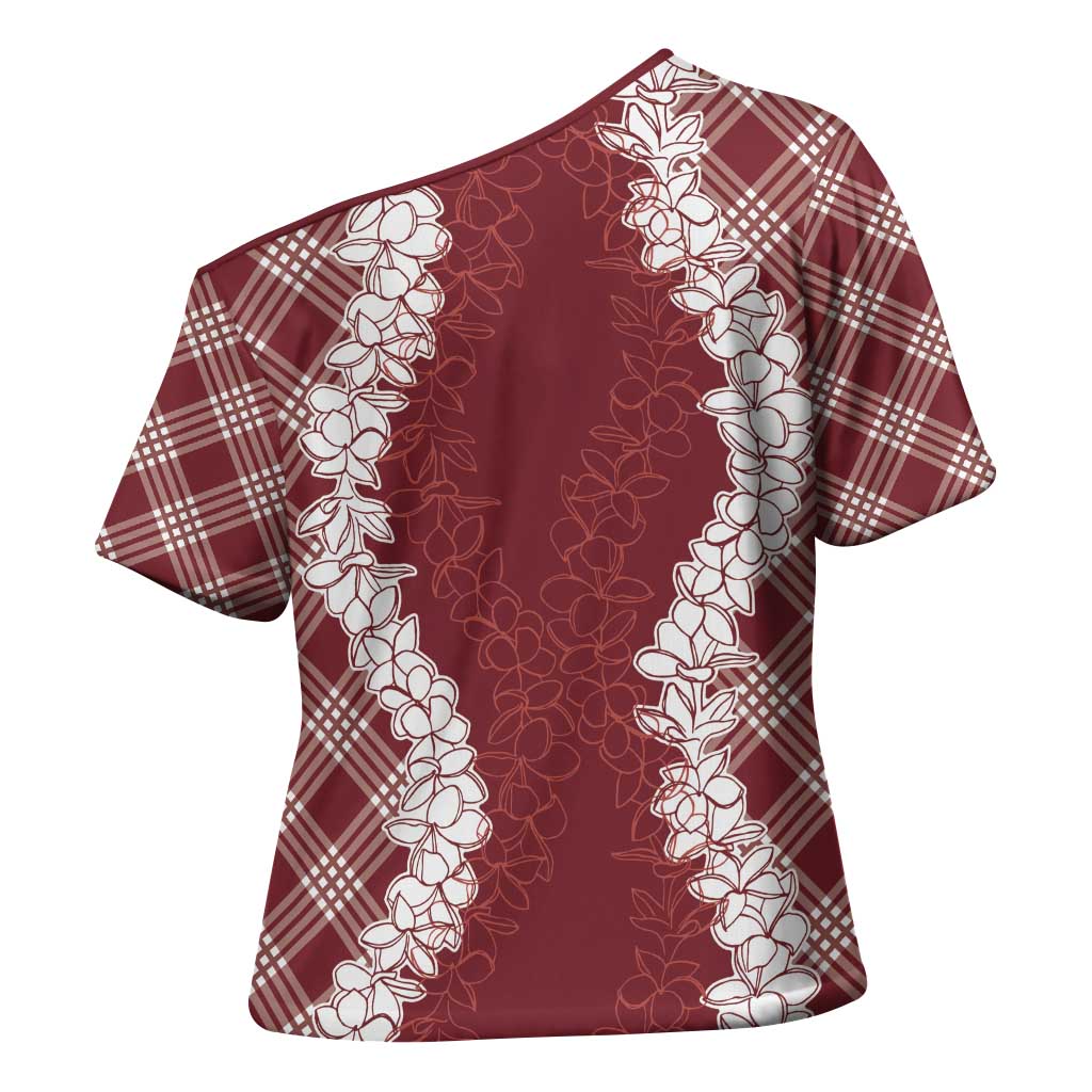 Hawaii Aloha Plumeria Lei Scarlet Palaka Cross Shoulder Shirt LT7 - Polynesian Pride