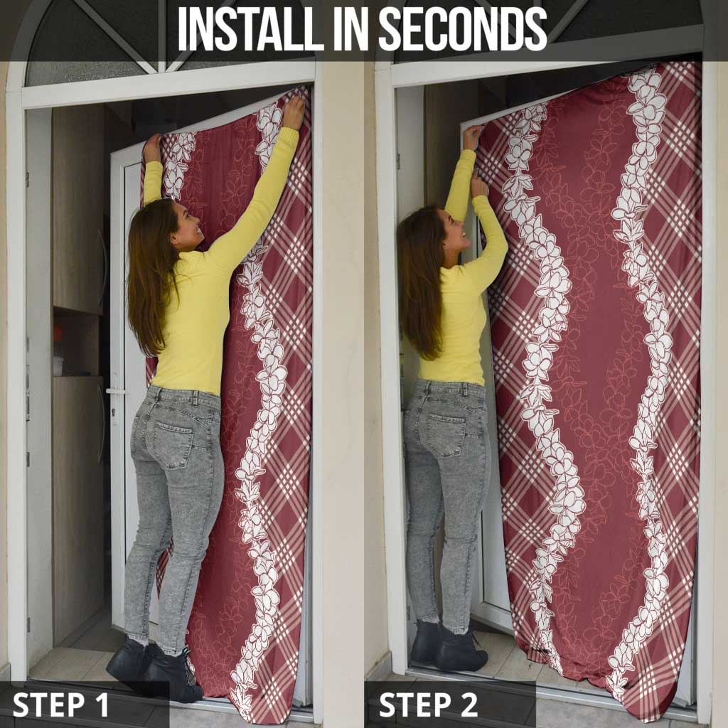 Hawaii Aloha Plumeria Lei Scarlet Palaka Door Cover - Polynesian Pride