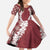 Hawaii Aloha Plumeria Lei Scarlet Palaka Family Matching Long Sleeve Bodycon Dress and Hawaiian Shirt - Polynesian Pride