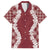 Hawaii Aloha Plumeria Lei Scarlet Palaka Family Matching Long Sleeve Bodycon Dress and Hawaiian Shirt - Polynesian Pride