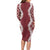 Hawaii Aloha Plumeria Lei Scarlet Palaka Family Matching Long Sleeve Bodycon Dress and Hawaiian Shirt - Polynesian Pride