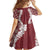 Hawaii Aloha Plumeria Lei Scarlet Palaka Family Matching Off The Shoulder Long Sleeve Dress and Hawaiian Shirt - Polynesian Pride