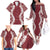 Hawaii Aloha Plumeria Lei Scarlet Palaka Family Matching Off The Shoulder Long Sleeve Dress and Hawaiian Shirt - Polynesian Pride