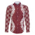 Hawaii Aloha Plumeria Lei Scarlet Palaka Family Matching Off The Shoulder Long Sleeve Dress and Hawaiian Shirt - Polynesian Pride