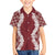 Hawaii Aloha Plumeria Lei Scarlet Palaka Family Matching Off The Shoulder Long Sleeve Dress and Hawaiian Shirt - Polynesian Pride