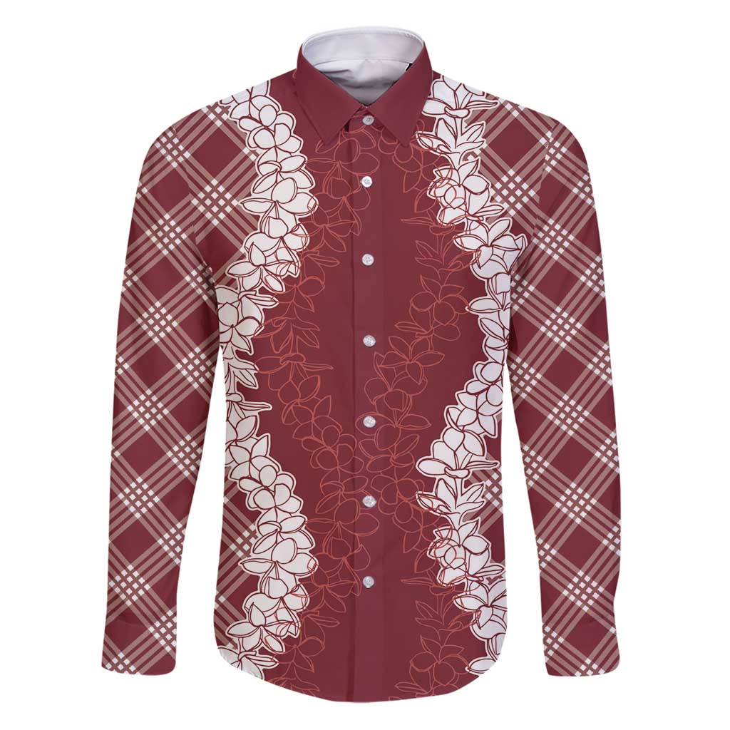 Hawaii Aloha Plumeria Lei Scarlet Palaka Family Matching Puletasi and Hawaiian Shirt - Polynesian Pride