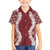 Hawaii Aloha Plumeria Lei Scarlet Palaka Family Matching Short Sleeve Bodycon Dress and Hawaiian Shirt - Polynesian Pride
