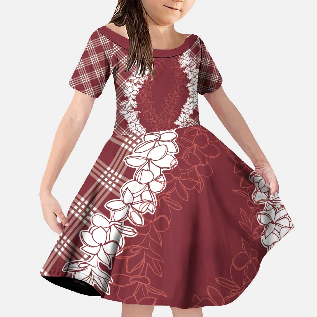 Hawaii Aloha Plumeria Lei Scarlet Palaka Family Matching Summer Maxi Dress and Hawaiian Shirt - Polynesian Pride