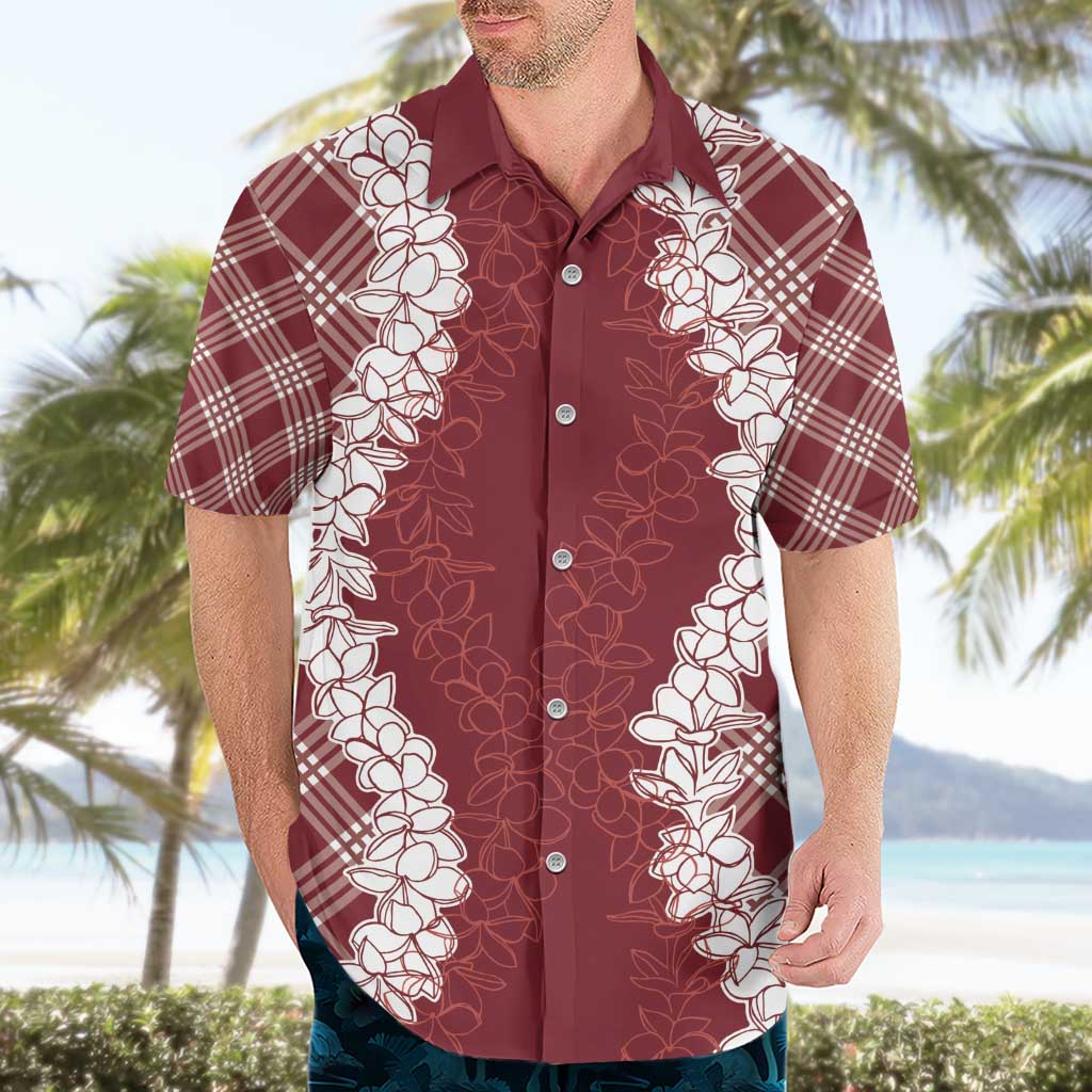 Hawaii Aloha Plumeria Lei Scarlet Palaka Hawaiian Shirt - Polynesian Pride