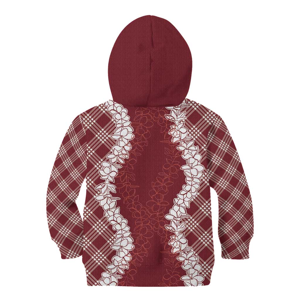 Hawaii Aloha Plumeria Lei Scarlet Palaka Kid Hoodie - Polynesian Pride