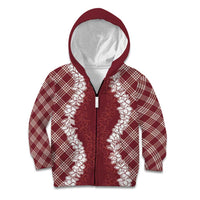 Hawaii Aloha Plumeria Lei Scarlet Palaka Kid Hoodie - Polynesian Pride