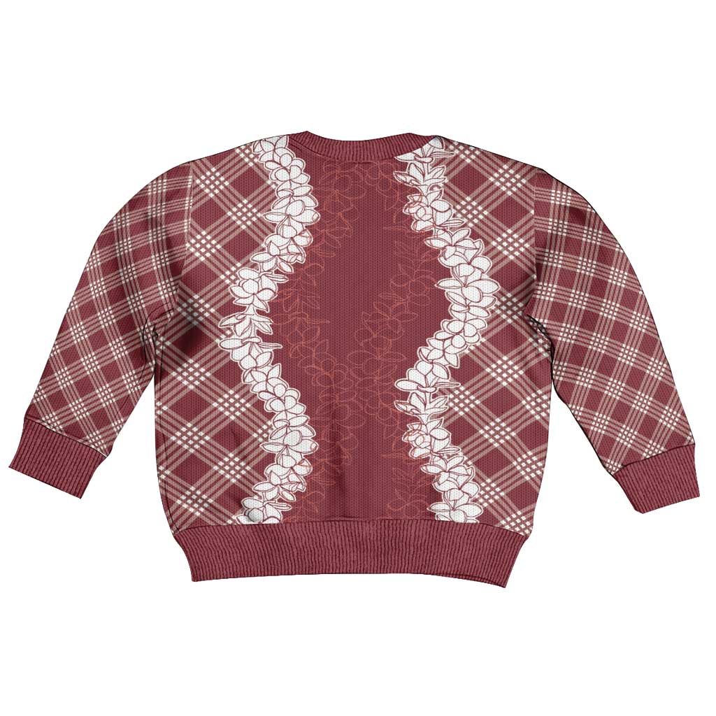 Hawaii Aloha Plumeria Lei Scarlet Palaka Kid Ugly Christmas Sweater - Polynesian Pride