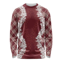 Hawaii Aloha Plumeria Lei Scarlet Palaka Long Sleeve Shirt LT7 Unisex Scarlet - Polynesian Pride