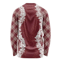 Hawaii Aloha Plumeria Lei Scarlet Palaka Long Sleeve Shirt LT7 - Polynesian Pride