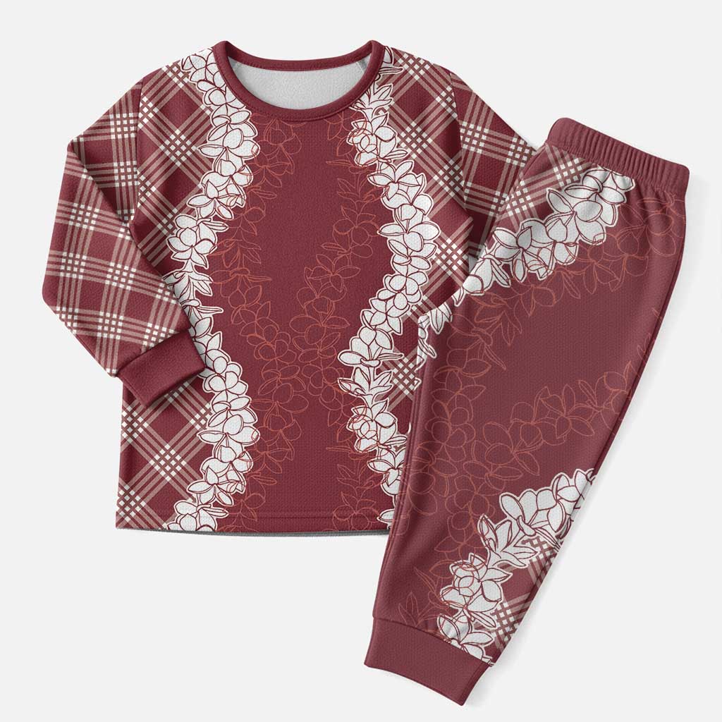 Hawaii Aloha Plumeria Lei Scarlet Palaka Christmas Pajama Set - Polynesian Pride