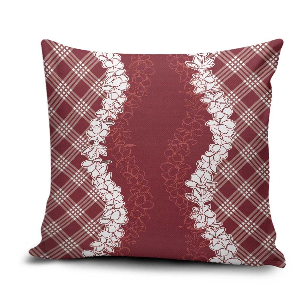 Hawaii Aloha Plumeria Lei Scarlet Palaka Pillow Cover - Polynesian Pride