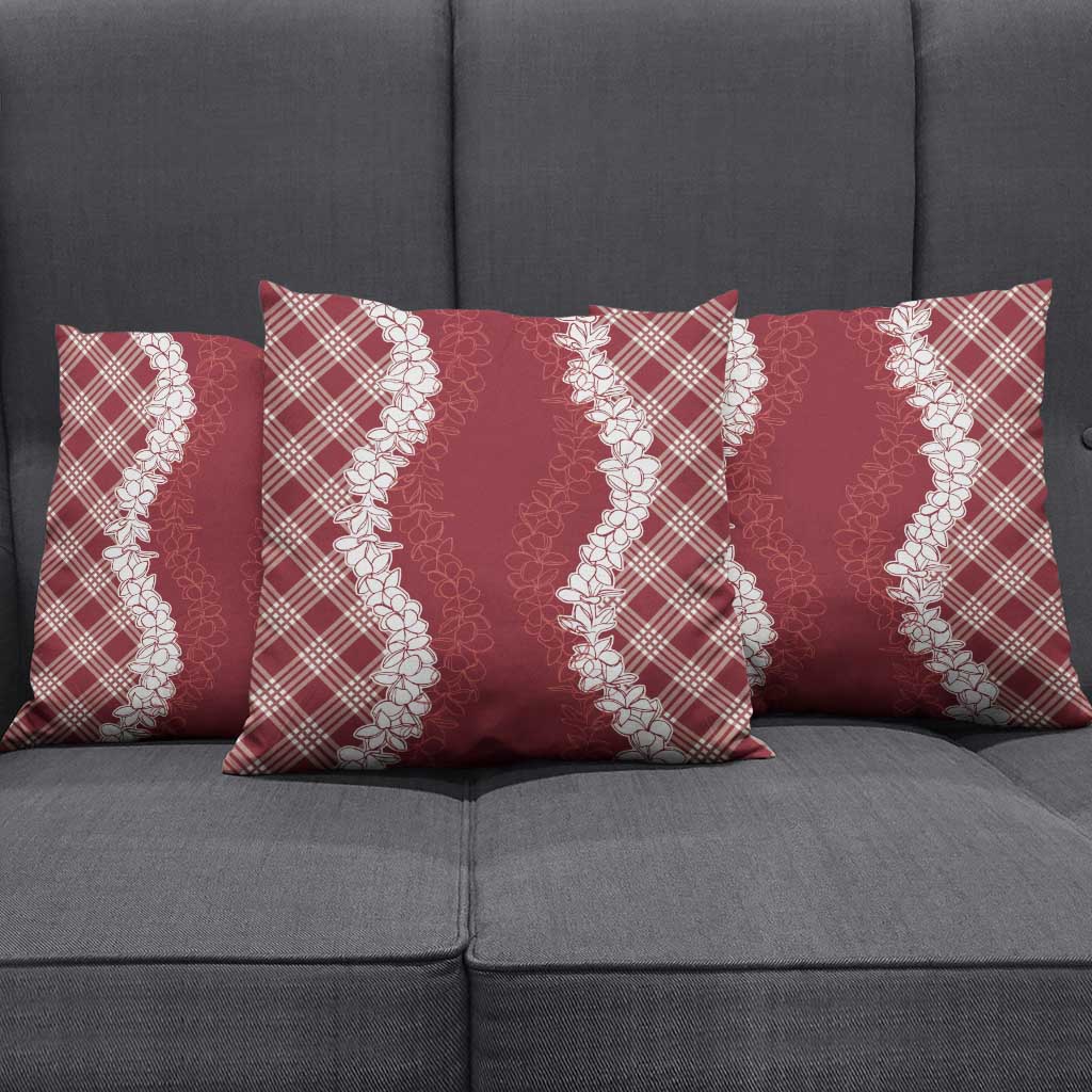 Hawaii Aloha Plumeria Lei Scarlet Palaka Pillow Cover - Polynesian Pride