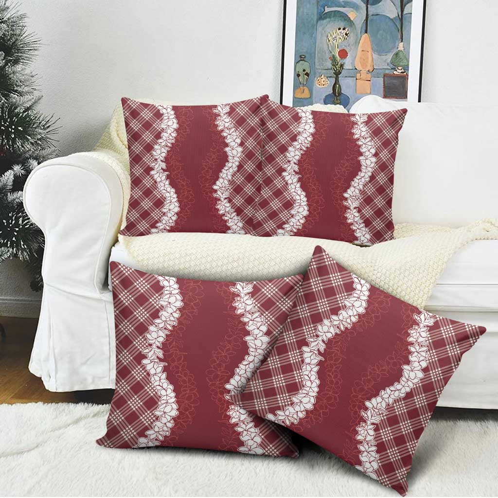 Hawaii Aloha Plumeria Lei Scarlet Palaka Pillow Cover - Polynesian Pride