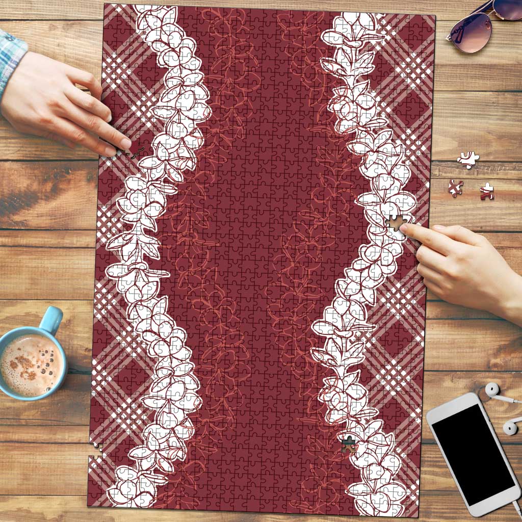 Hawaii Aloha Plumeria Lei Scarlet Palaka Puzzle - Polynesian Pride
