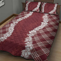 Hawaii Aloha Plumeria Lei Scarlet Palaka Quilt Bed Set - Polynesian Pride