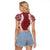 Hawaii Aloha Plumeria Lei Scarlet Palaka Raglan Cropped T Shirt - Polynesian Pride