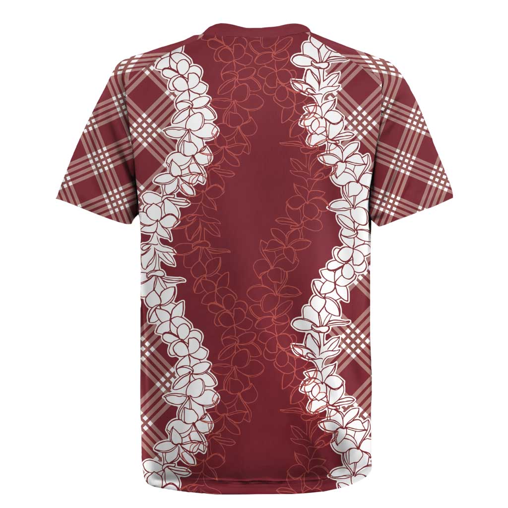 Hawaii Aloha Plumeria Lei Scarlet Palaka Rugby Jersey - Polynesian Pride