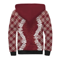 Hawaii Aloha Plumeria Lei Scarlet Palaka Sherpa Hoodie - Polynesian Pride
