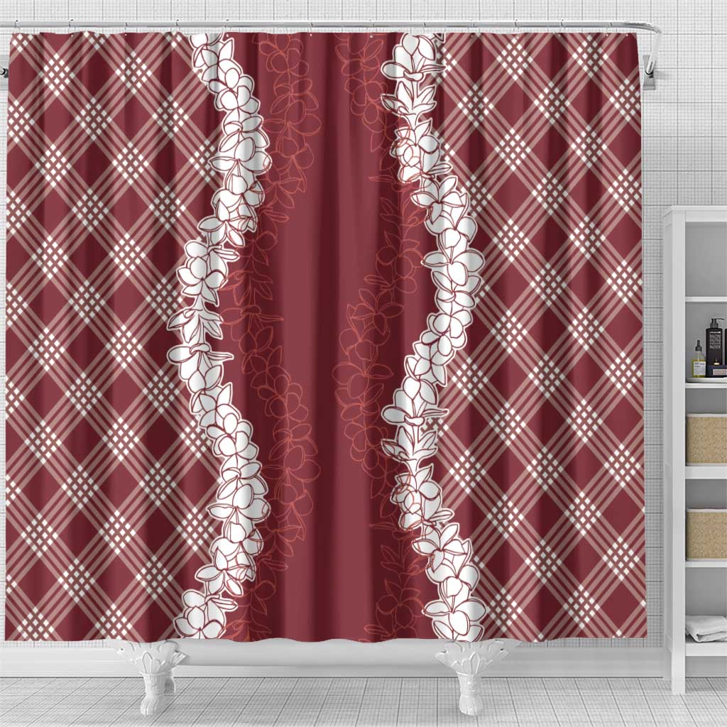Hawaii Aloha Plumeria Lei Scarlet Palaka Shower Curtain - Polynesian Pride