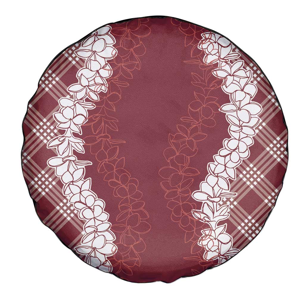 Hawaii Aloha Plumeria Lei Scarlet Palaka Spare Tire Cover - Polynesian Pride