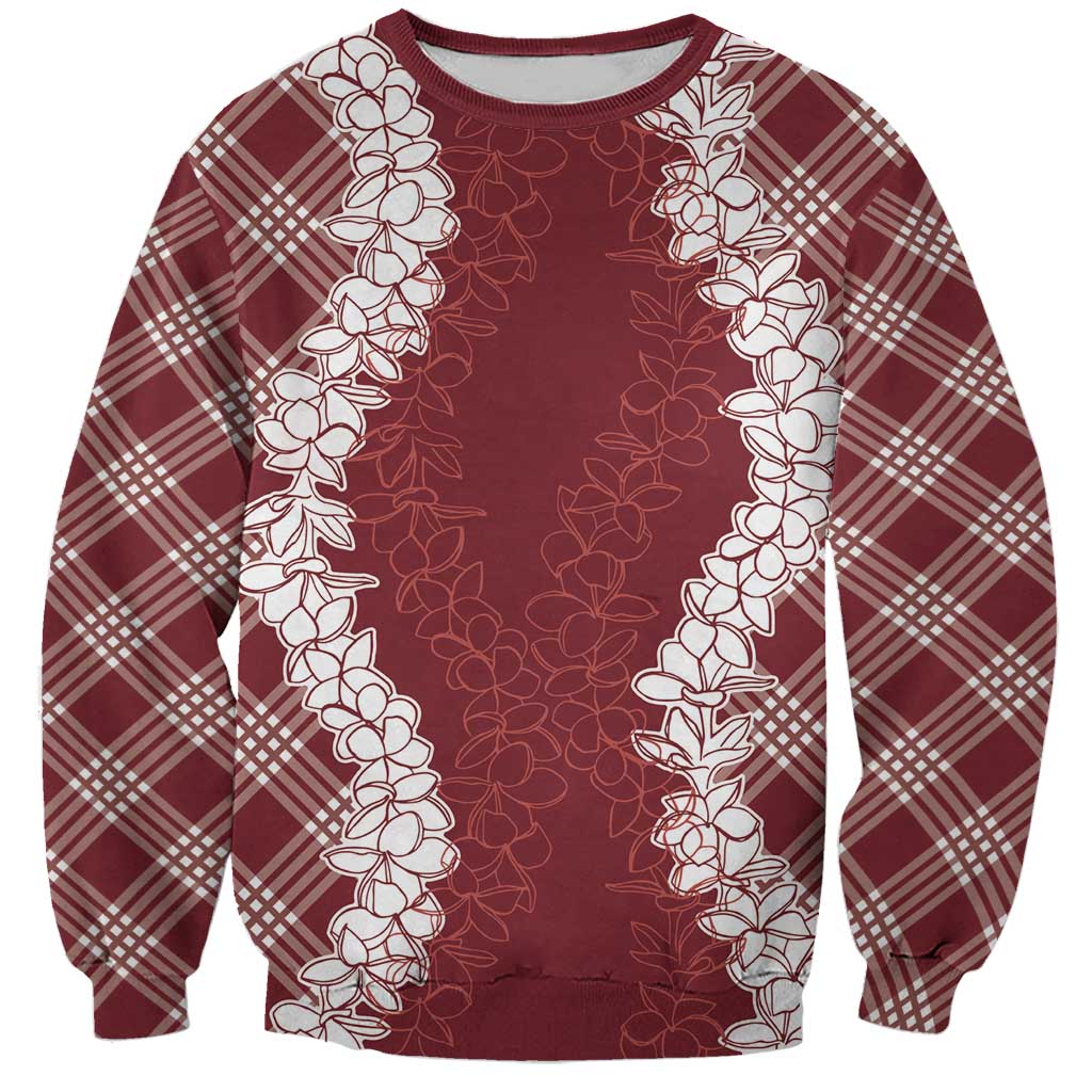 Hawaii Aloha Plumeria Lei Scarlet Palaka Sweatshirt LT7 Unisex Scarlet - Polynesian Pride