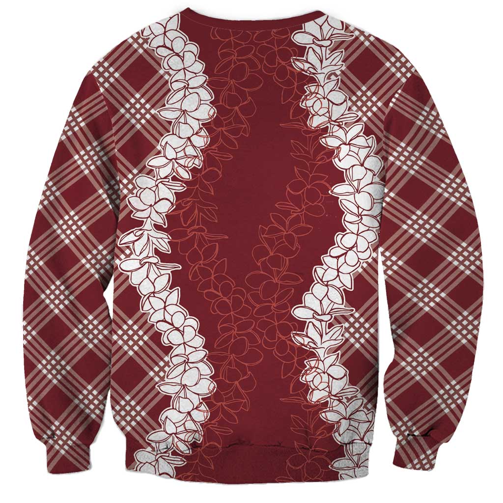 Hawaii Aloha Plumeria Lei Scarlet Palaka Sweatshirt LT7 - Polynesian Pride