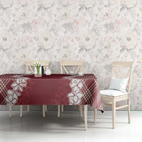 Hawaii Aloha Plumeria Lei Scarlet Palaka Tablecloth - Polynesian Pride