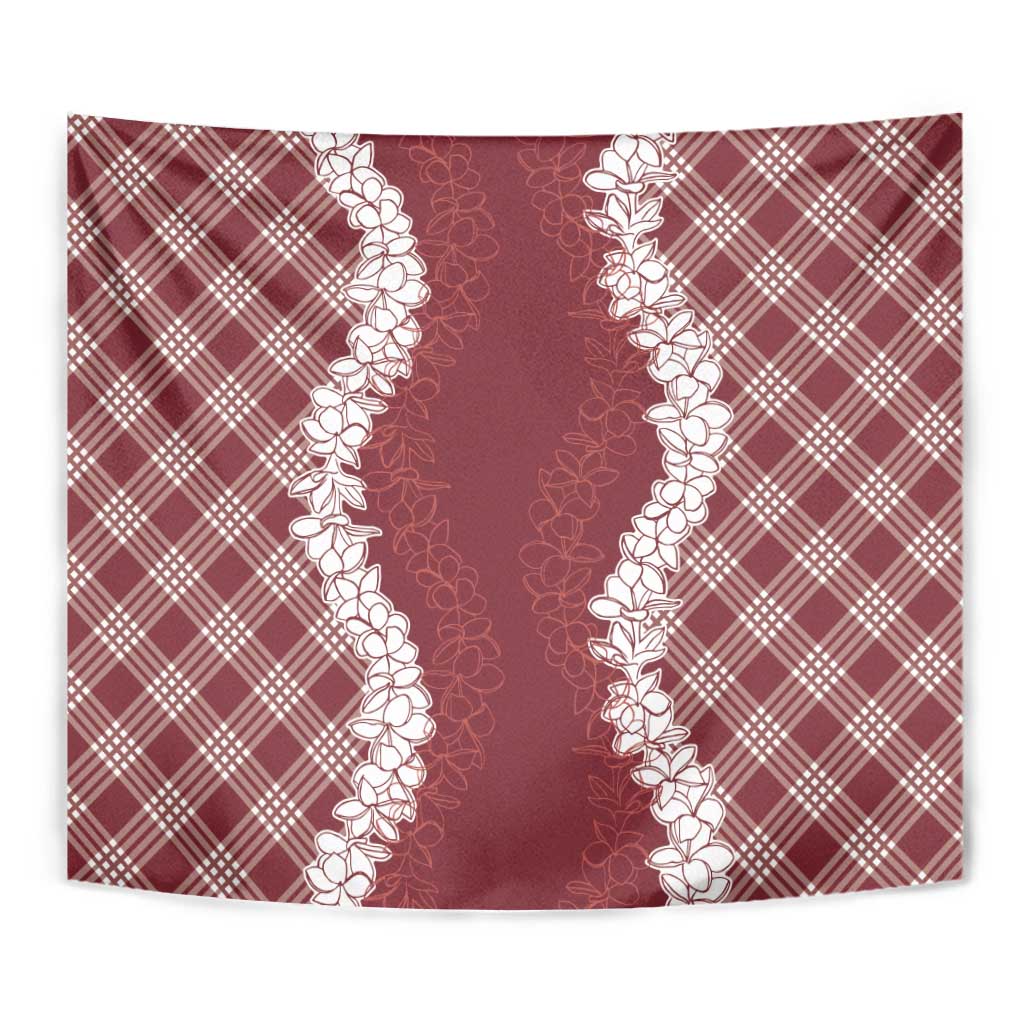 Hawaii Aloha Plumeria Lei Scarlet Palaka Tapestry - Polynesian Pride