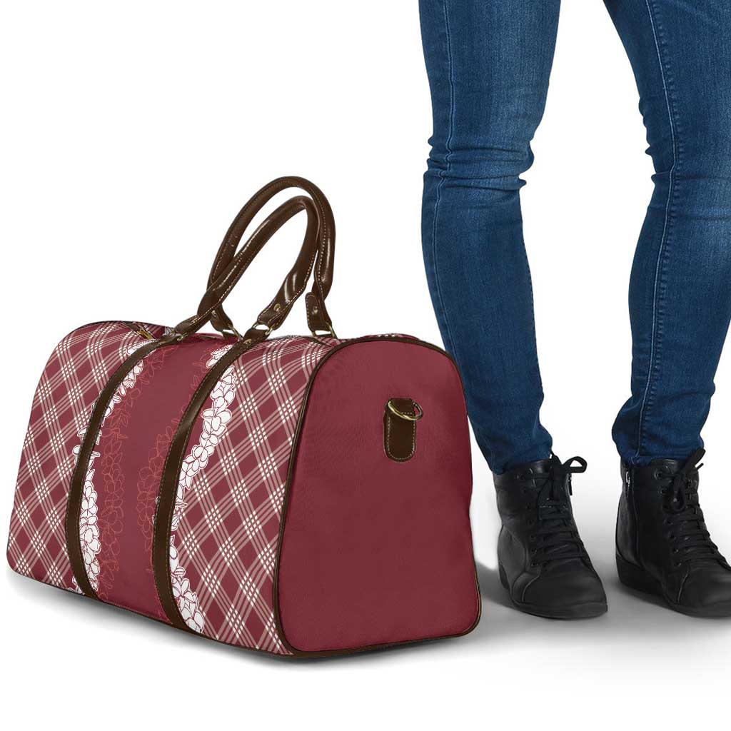 Hawaii Aloha Plumeria Lei Scarlet Palaka Travel Bag - Polynesian Pride