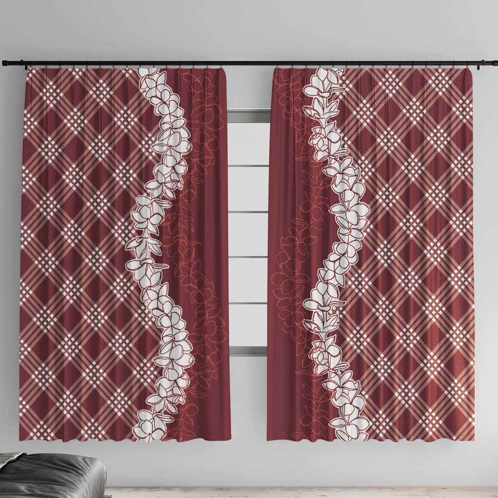 Hawaii Aloha Plumeria Lei Scarlet Palaka Window Curtain - Polynesian Pride