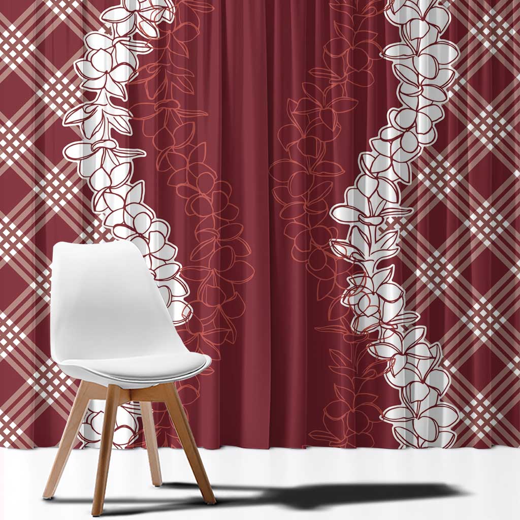 Hawaii Aloha Plumeria Lei Scarlet Palaka Window Curtain - Polynesian Pride