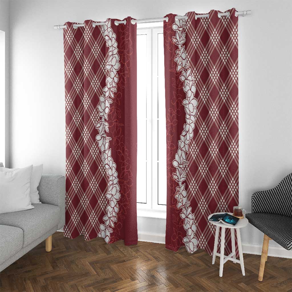 Hawaii Aloha Plumeria Lei Scarlet Palaka Window Curtain - Polynesian Pride