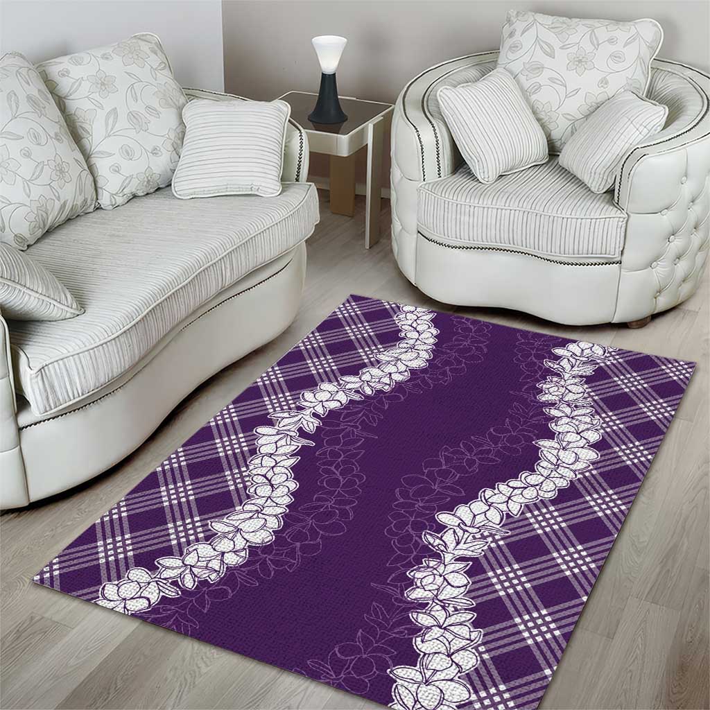 Hawaii Aloha Plumeria Lei Violet Palaka Area Rug - Polynesian Pride