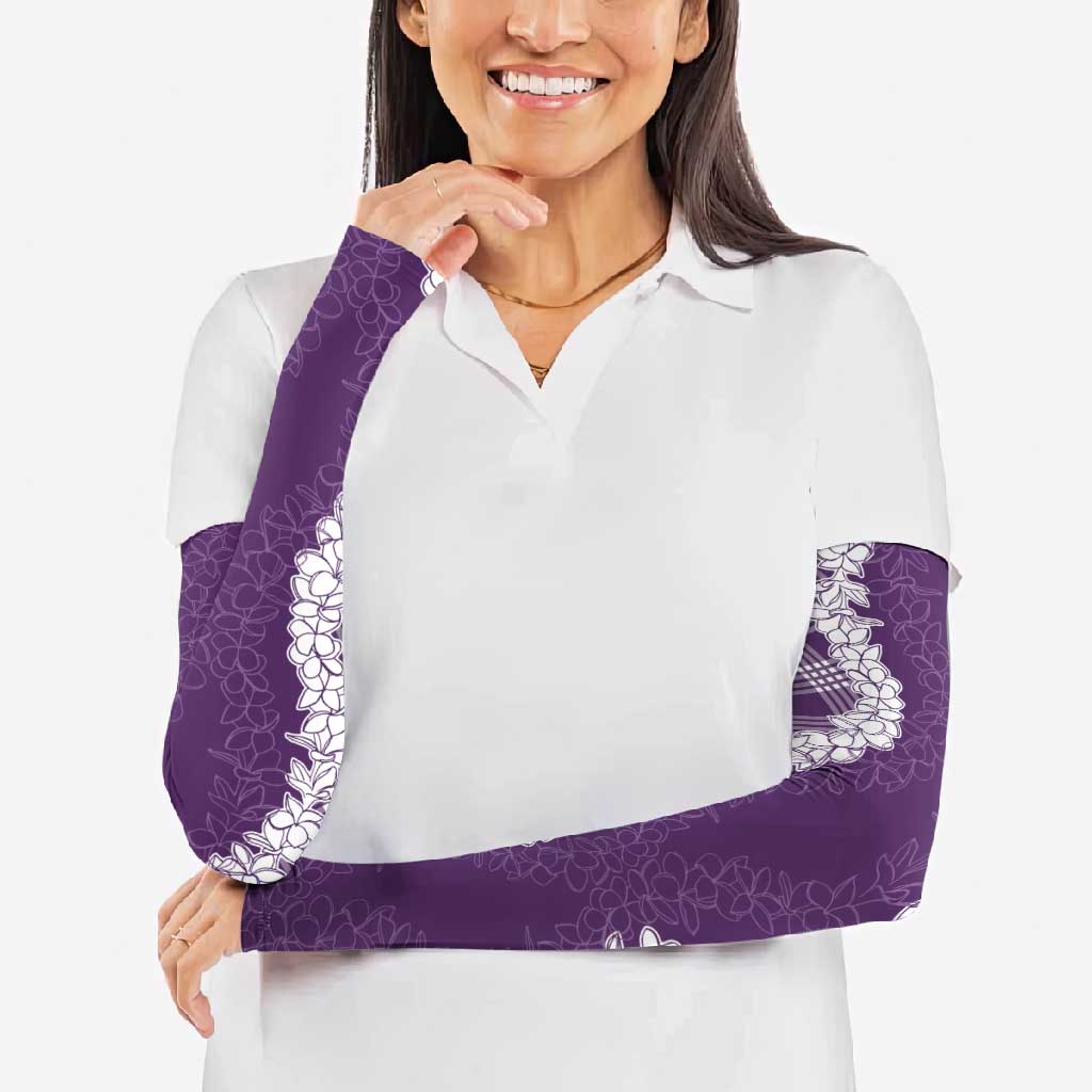 Hawaii Aloha Plumeria Lei Violet Palaka Arm Sleeves - Polynesian Pride