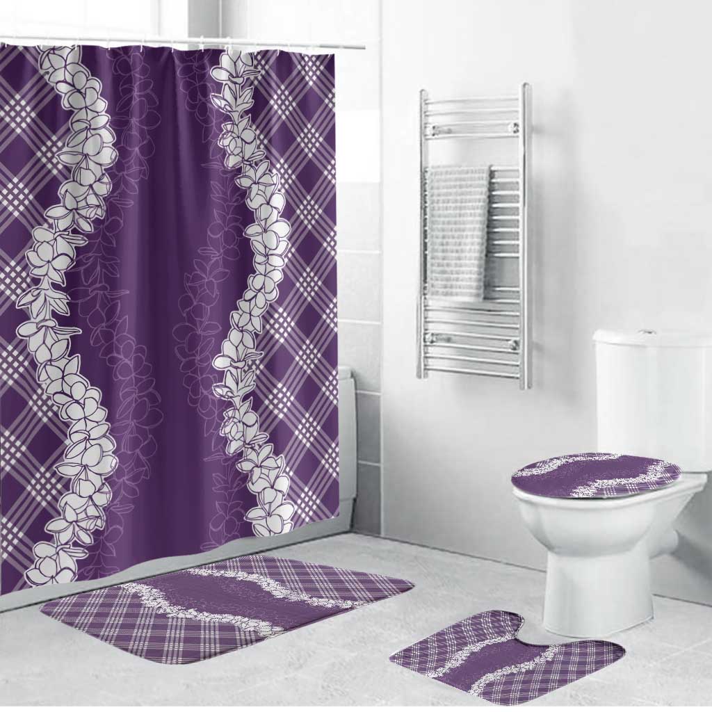 Hawaii Aloha Plumeria Lei Violet Palaka Bathroom Set - Polynesian Pride