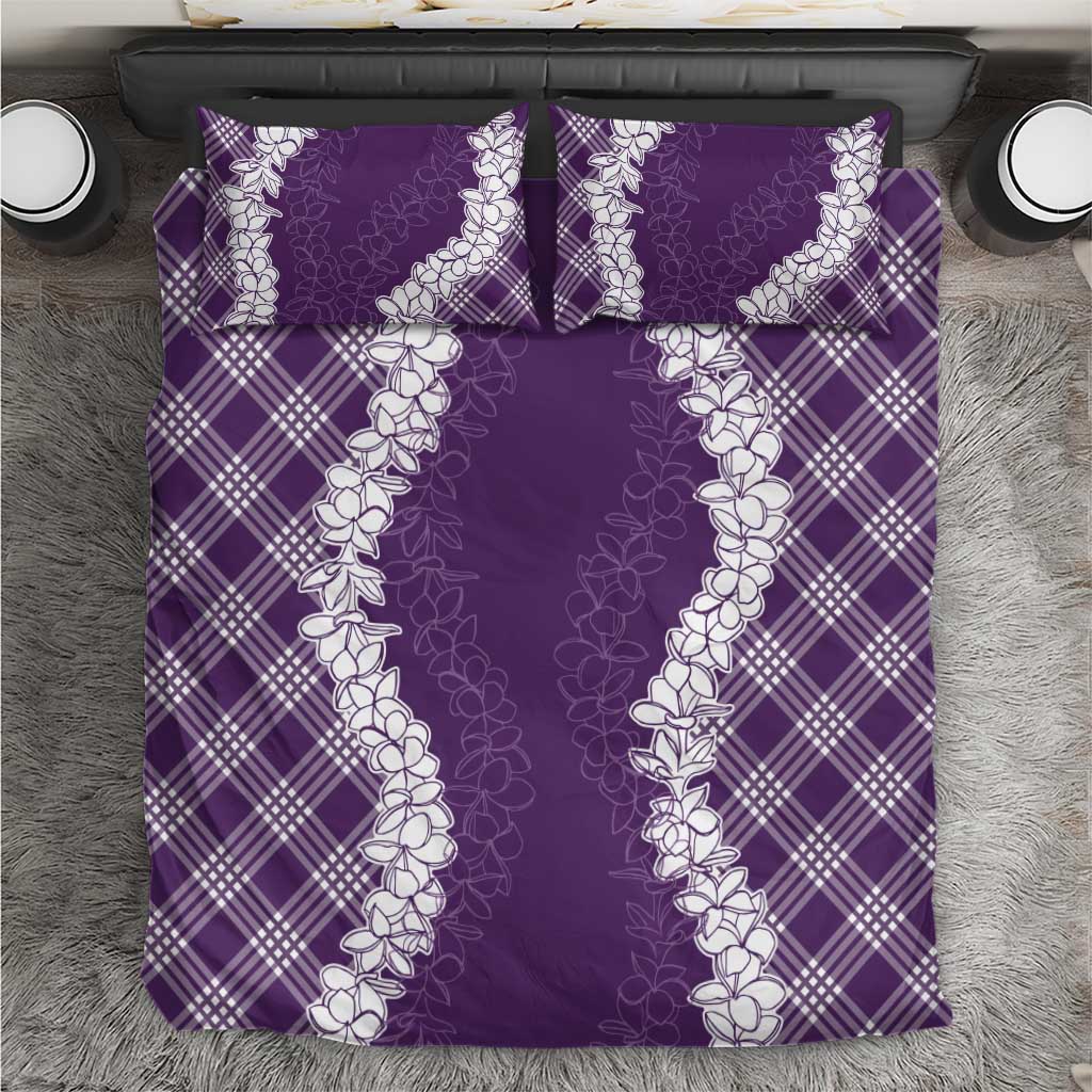 Hawaii Aloha Plumeria Lei Violet Palaka Bedding Set - Polynesian Pride