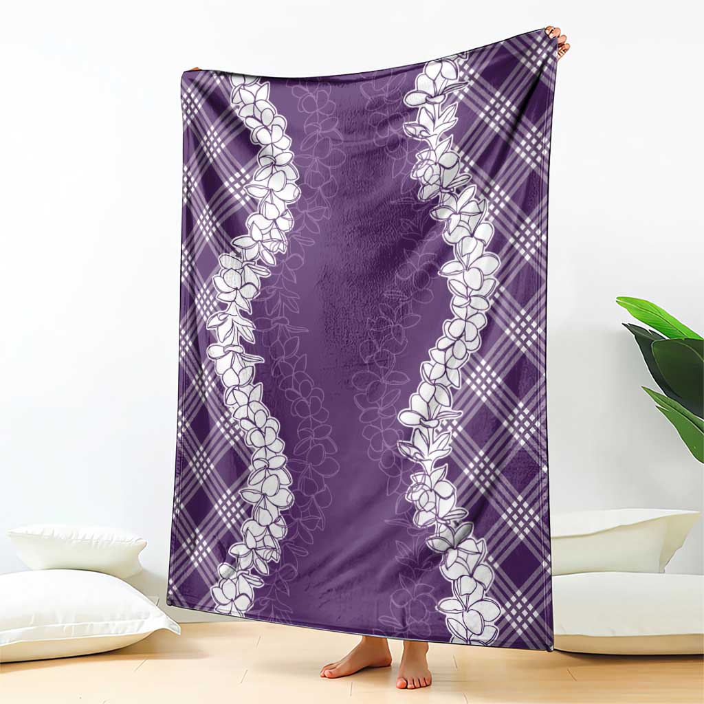 Hawaii Aloha Plumeria Lei Violet Palaka Blanket - Polynesian Pride