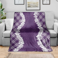 Hawaii Aloha Plumeria Lei Violet Palaka Blanket - Polynesian Pride