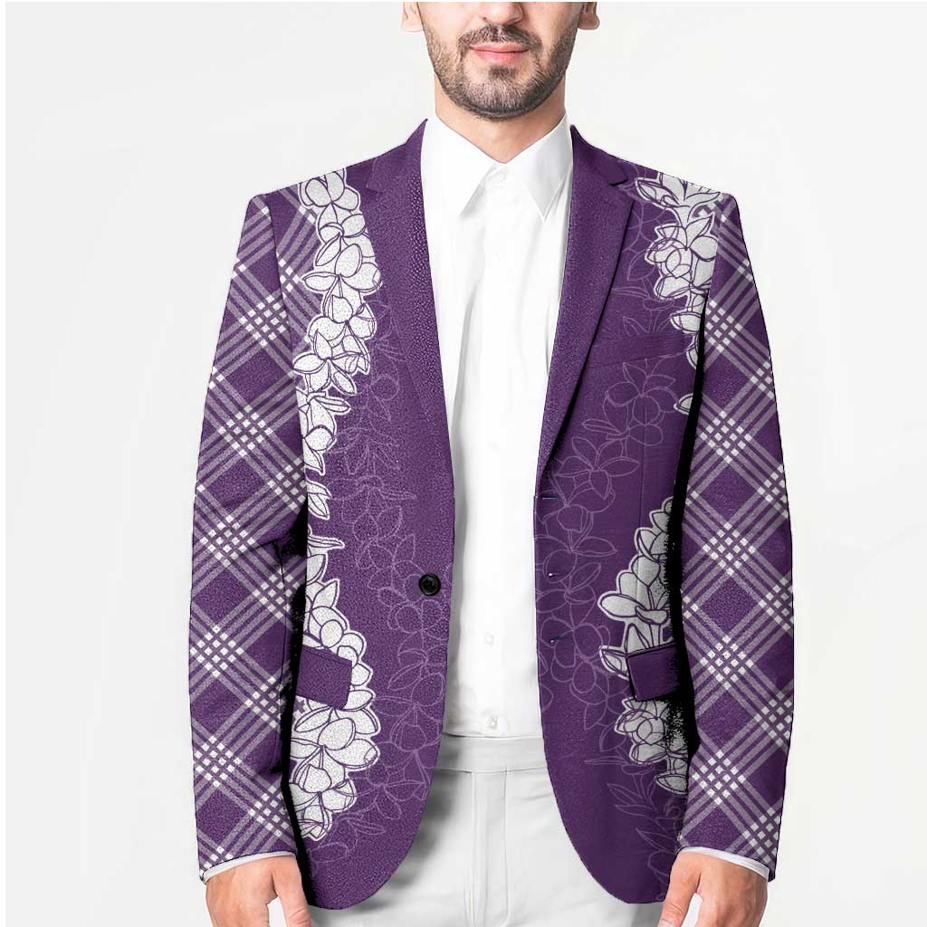 Hawaii Aloha Plumeria Lei Violet Palaka Blazer - Polynesian Pride