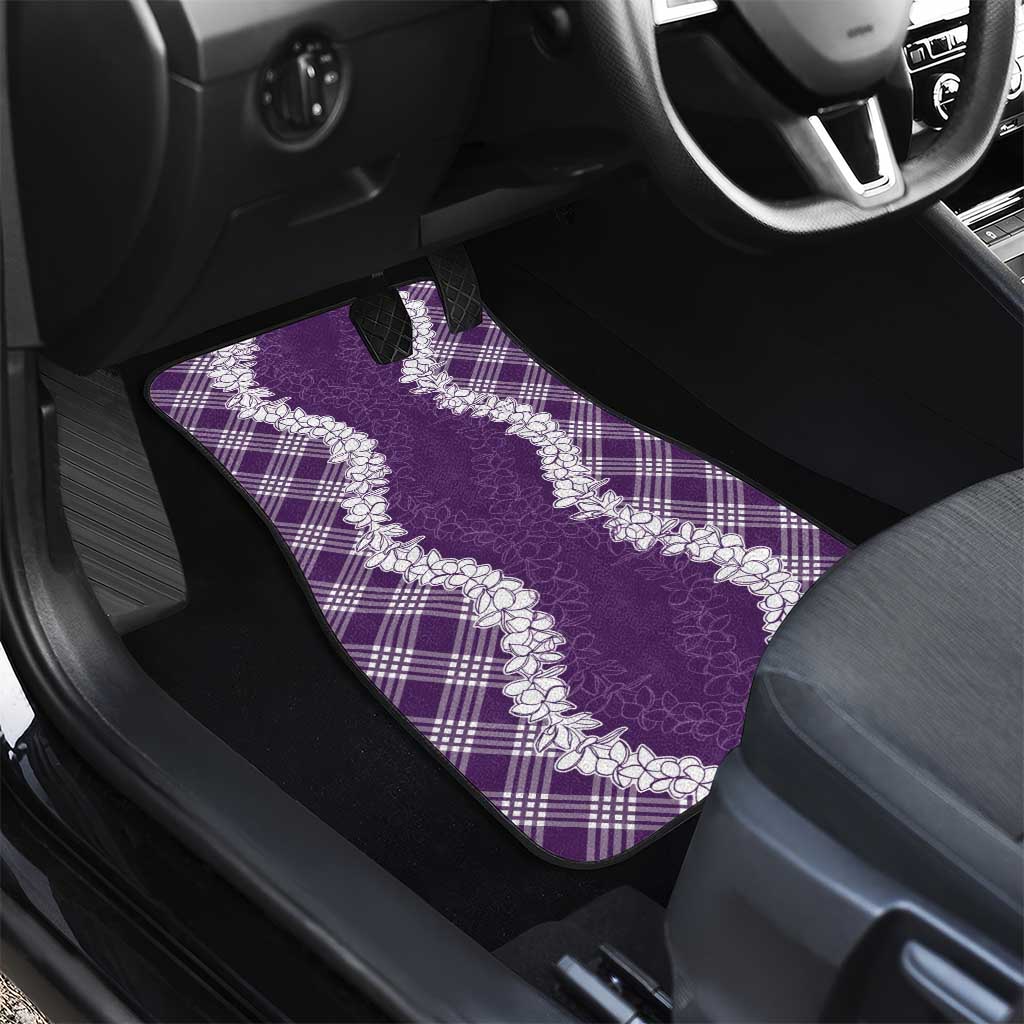 Hawaii Aloha Plumeria Lei Violet Palaka Car Mats - Polynesian Pride