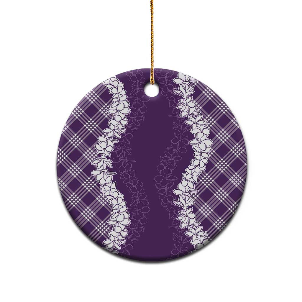 Hawaii Aloha Plumeria Lei Violet Palaka Ceramic Ornament - Polynesian Pride